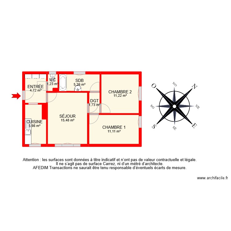 BI25348-. Plan de 10 pièces et 57 m2