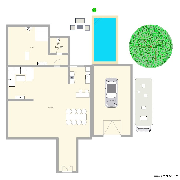 Maison 1. Plan de 4 pièces et 206 m2