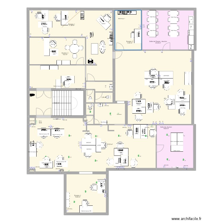 Kookline implentation septembre 2024. Plan de 15 pièces et 328 m2