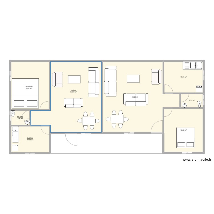 PLAN studio baf. Plan de 8 pièces et 140 m2