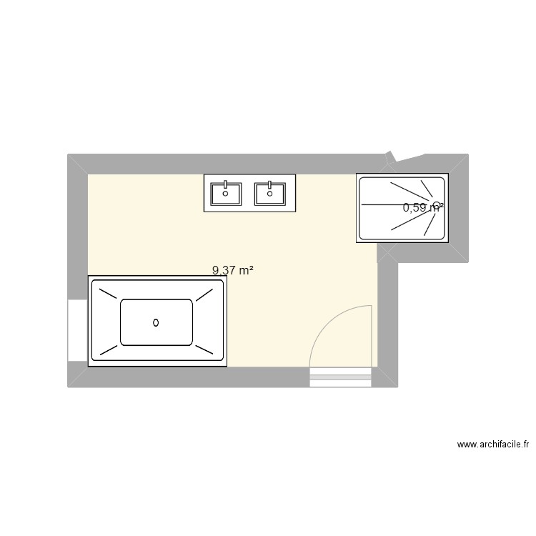 Salle de bain 1. Plan de 2 pièces et 10 m2