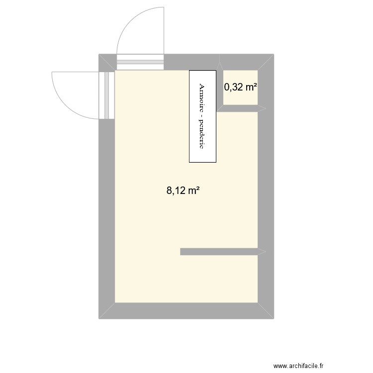 Hall. Plan de 2 pièces et 8 m2