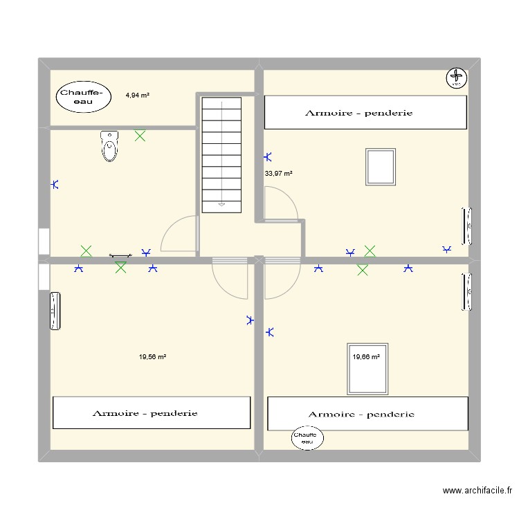 flammarion. Plan de 4 pièces et 78 m2