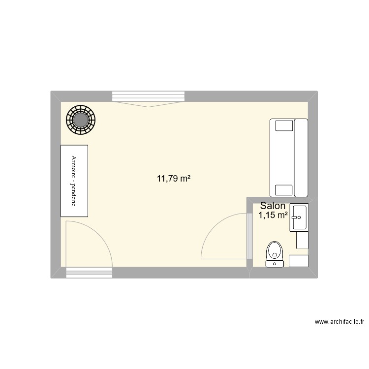 garage . Plan de 2 pièces et 13 m2