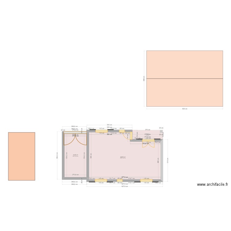 Maison Thibaut origine. Plan de 2 pièces et 61 m2