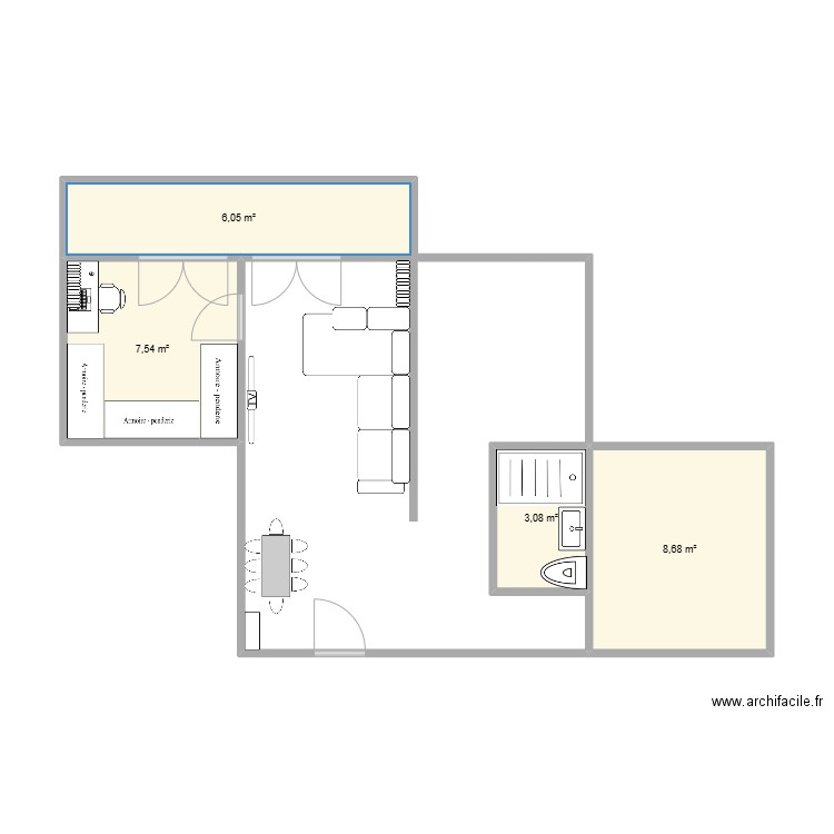 Plan appartement. Plan de 4 pièces et 25 m2