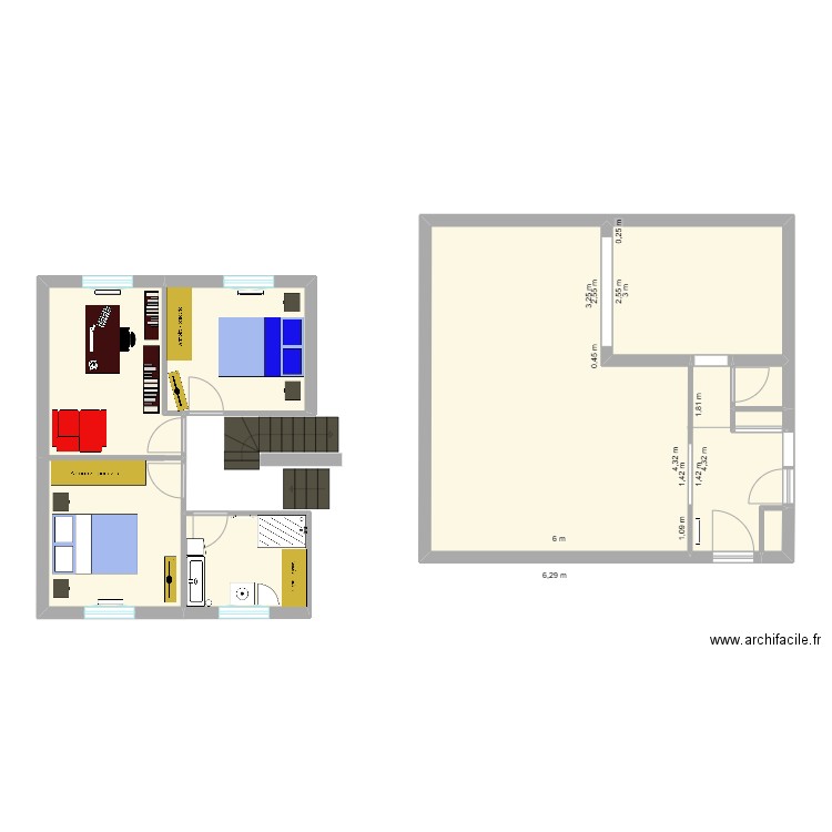 Lagnieu étage 1. Plan de 10 pièces et 96 m2