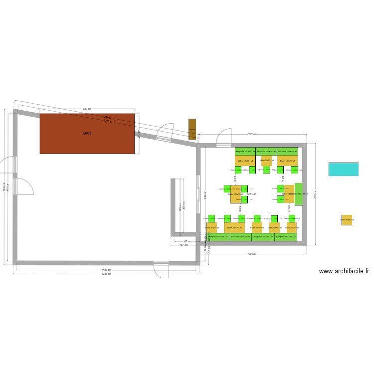 Plan de salle A NOSTE V3. Plan de 1 pièce et 43 m2