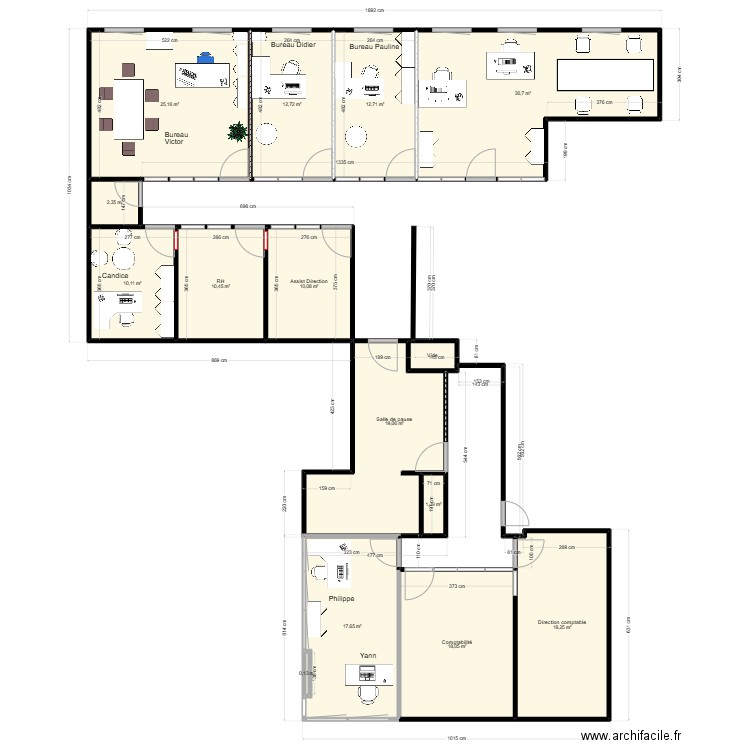 Bureaux SI 2eme étage.02.2025-V5. Plan de 15 pièces et 190 m2