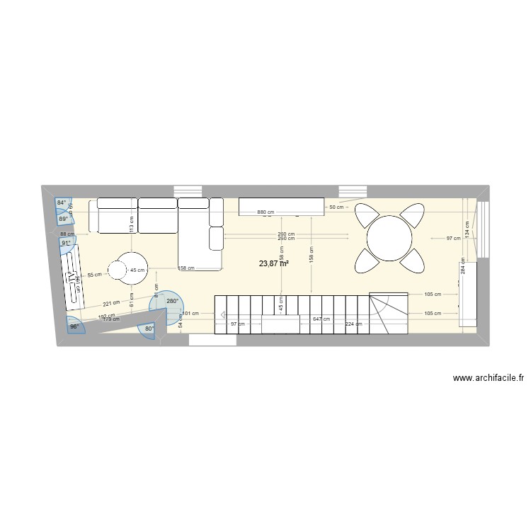 1er étage. Plan de 1 pièce et 24 m2