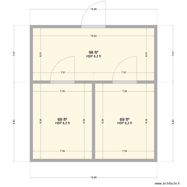 Rento - 2 Chambers + Ante. Plan de 3 pièces et 22 m2