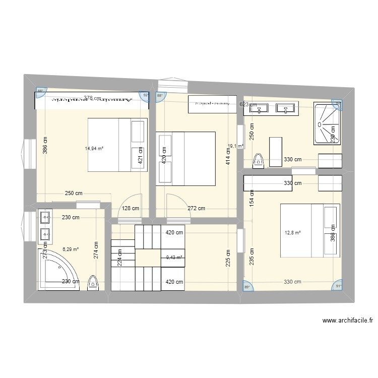 Les Aples - CO 1. Plan de 5 pièces et 63 m2