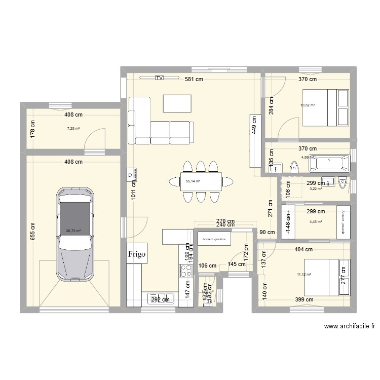 90m2. Plan de 9 pièces et 124 m2