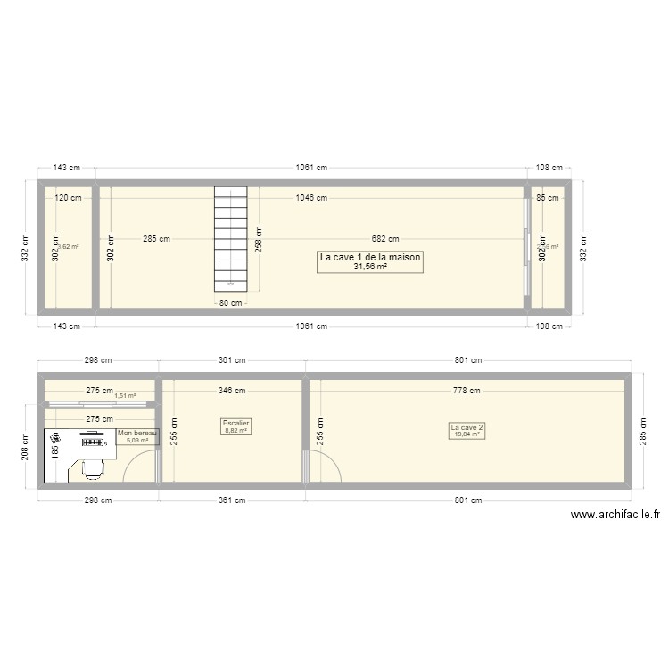 La cave de la maison . Plan de 7 pièces et 73 m2