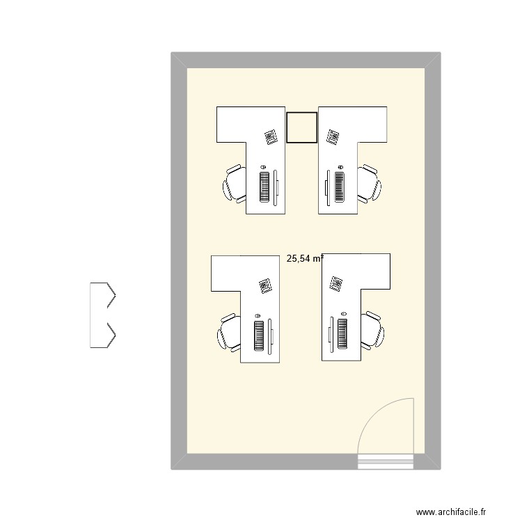 projection 1. Plan de 1 pièce et 26 m2