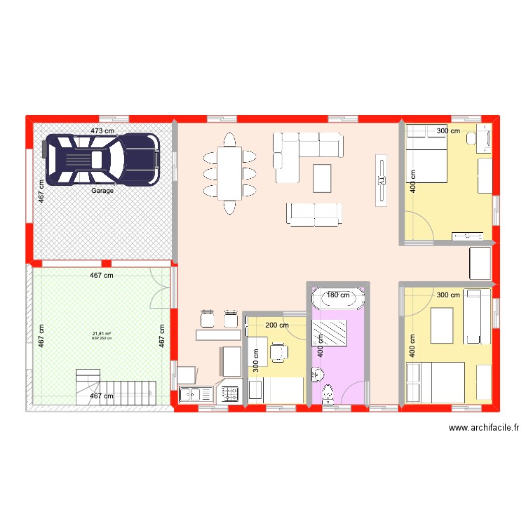 Plan Erd. Plan de 7 pièces et 141 m2