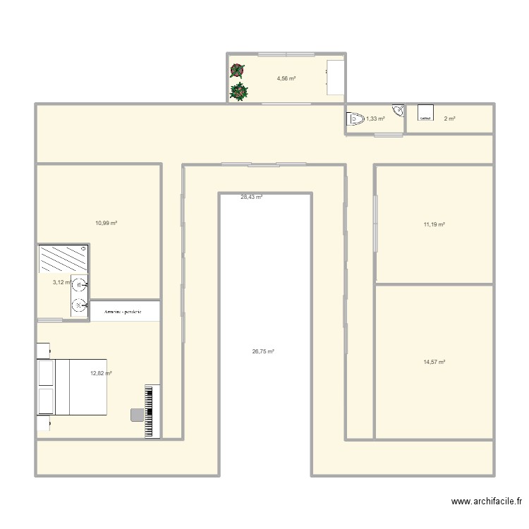 maison japonaise. Plan de 10 pièces et 116 m2