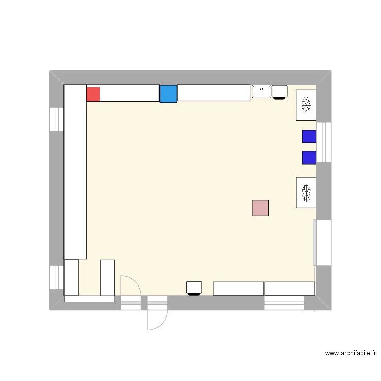 Partie froide. Plan de 1 pièce et 16 m2