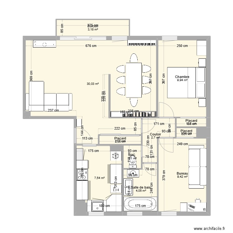 Appart Sceaux. Plan de 15 pièces et 71 m2