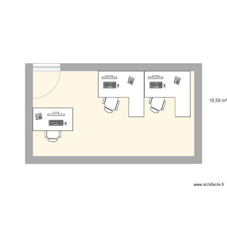 bureau. Plan de 1 pièce et 17 m2