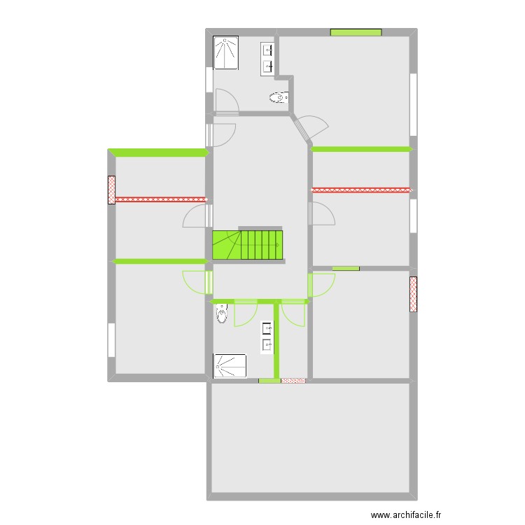 Gelbressée situation projetée avec modifications. Plan de 34 pièces et 320 m2