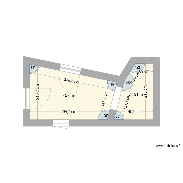 test plan 2D. Plan de 2 pièces et 8 m2