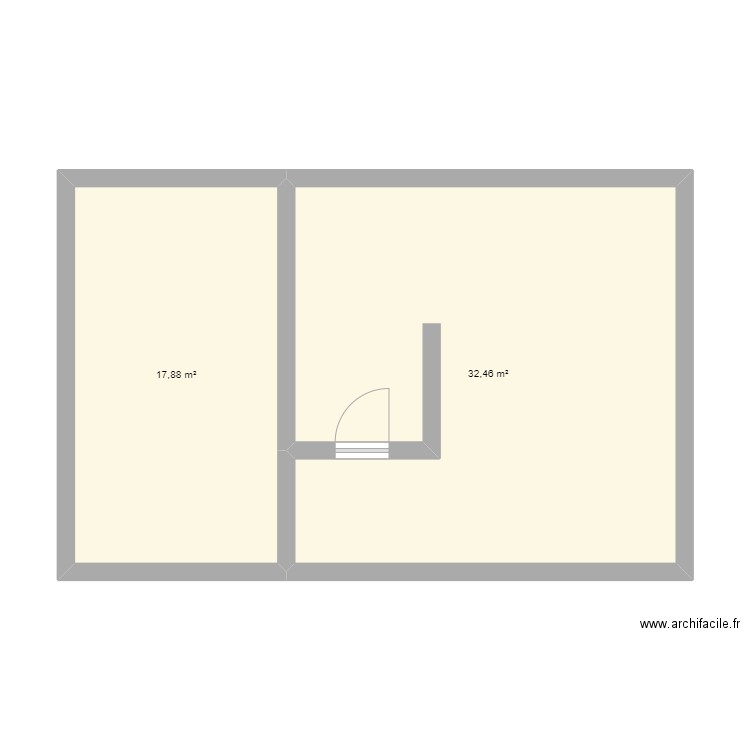 Appartement. Plan de 2 pièces et 50 m2