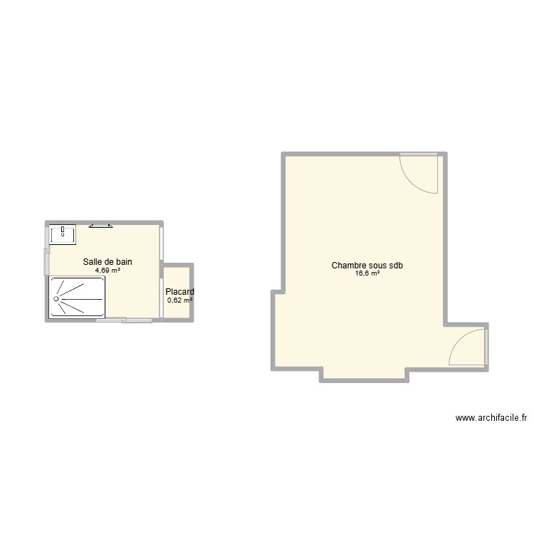 GRYMONPREZ SDB. Plan de 3 pièces et 22 m2