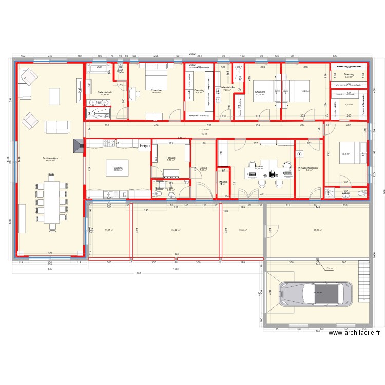 MONDRECOURT 2 avec toit terrasse. Plan de 26 pièces et 645 m2