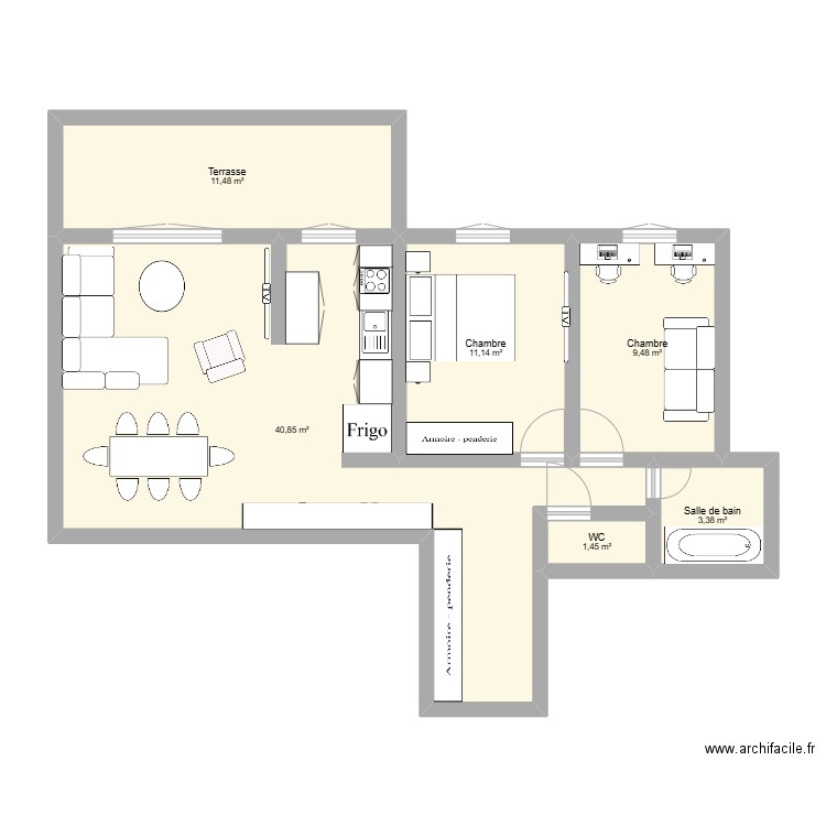 APPART L'AMARANTE. Plan de 6 pièces et 78 m2