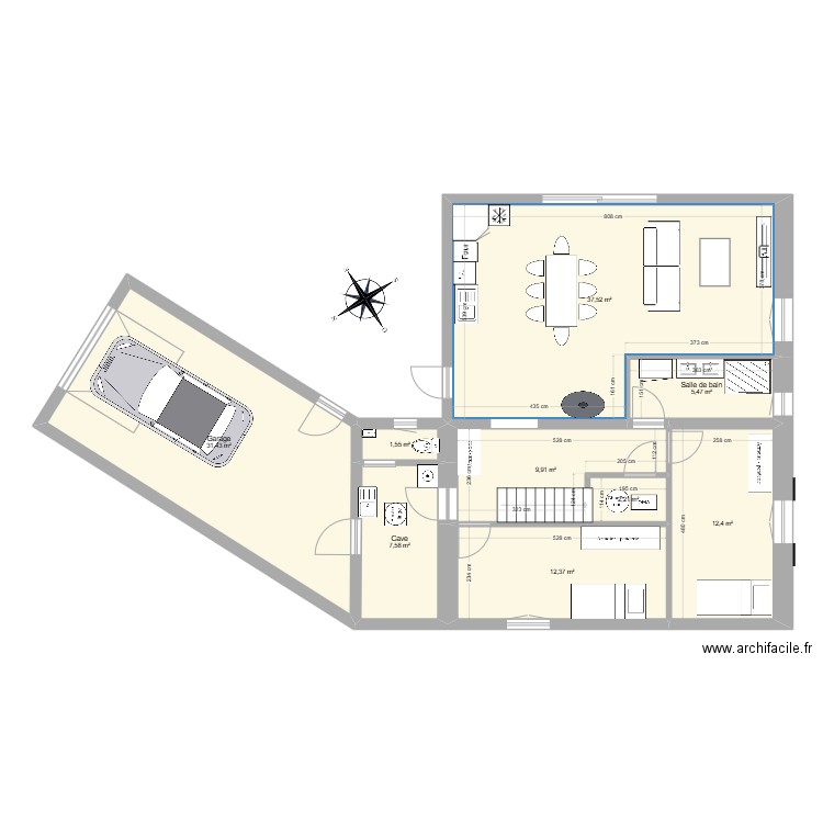 pommerieux 3. Plan de 9 pièces et 120 m2