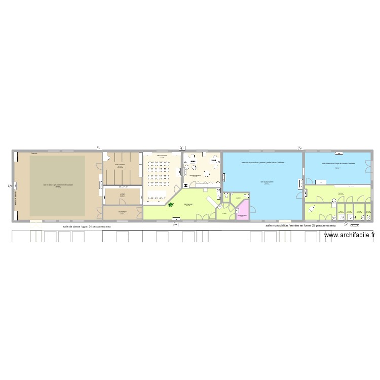 Danse maternelle 7. Plan de 18 pièces et 389 m2