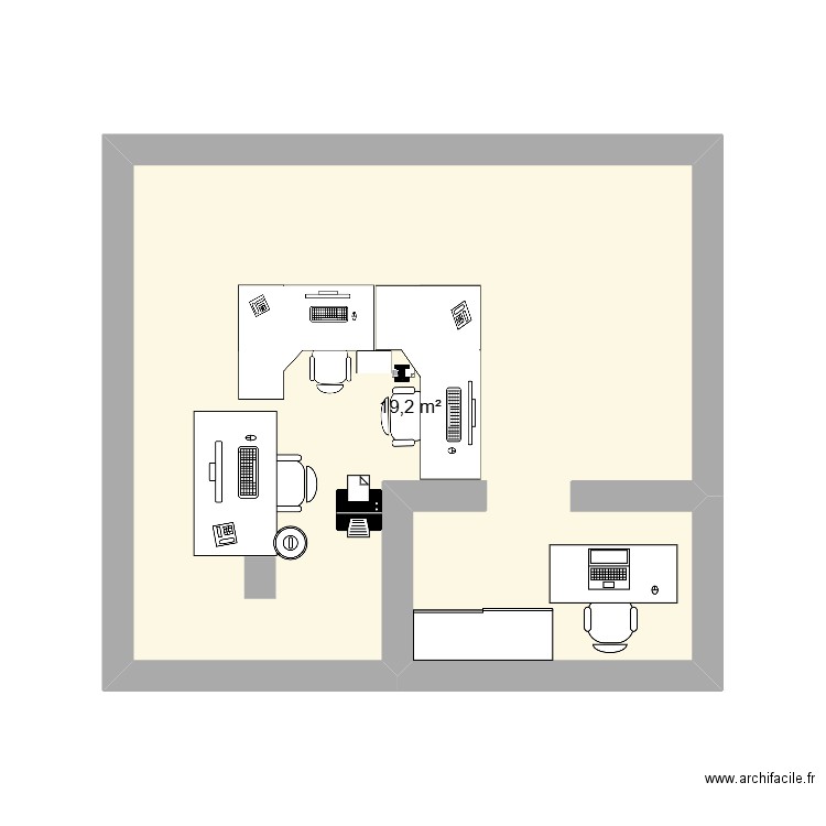 Bureau. Plan de 1 pièce et 19 m2