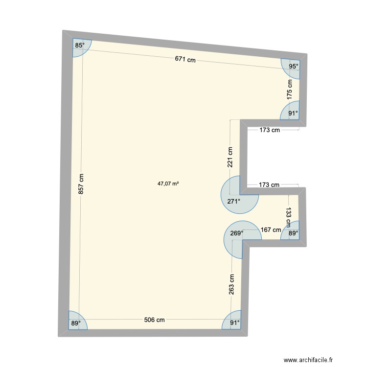 Plan 2. Plan de 1 pièce et 47 m2