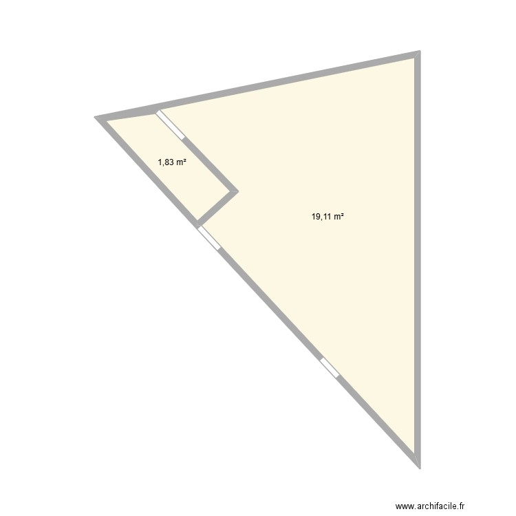 jardin. Plan de 2 pièces et 21 m2