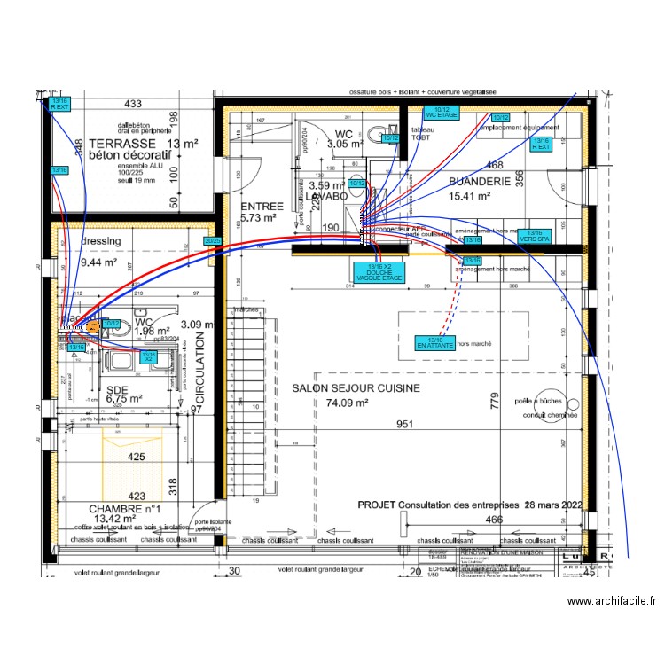 GFI PLOMBERIE RDC. Plan de 0 pièce et 0 m2