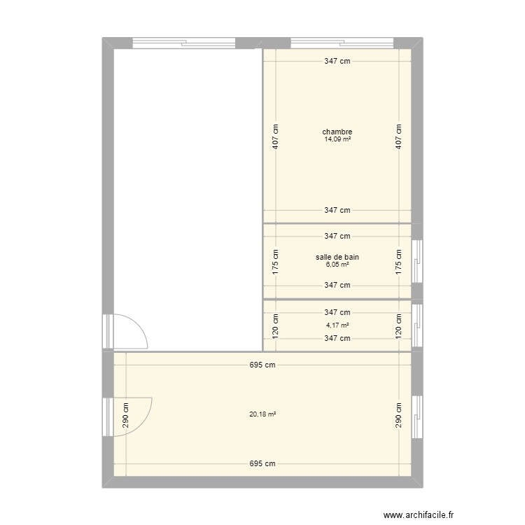 garage . Plan de 4 pièces et 44 m2