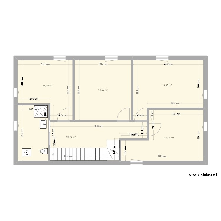 Plan Maison Venelles v1. Plan de 5 pièces et 75 m2