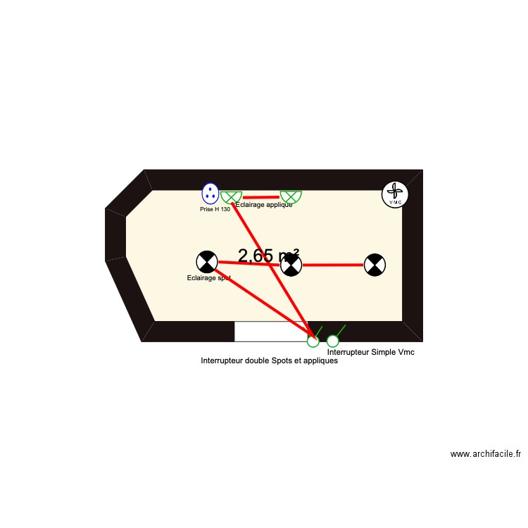 Projet Compoint SDB. Plan de 1 pièce et 3 m2