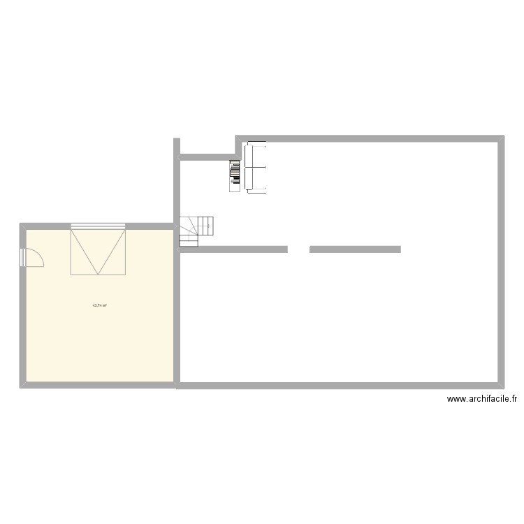 maison Teo coffin . Plan de 1 pièce et 44 m2