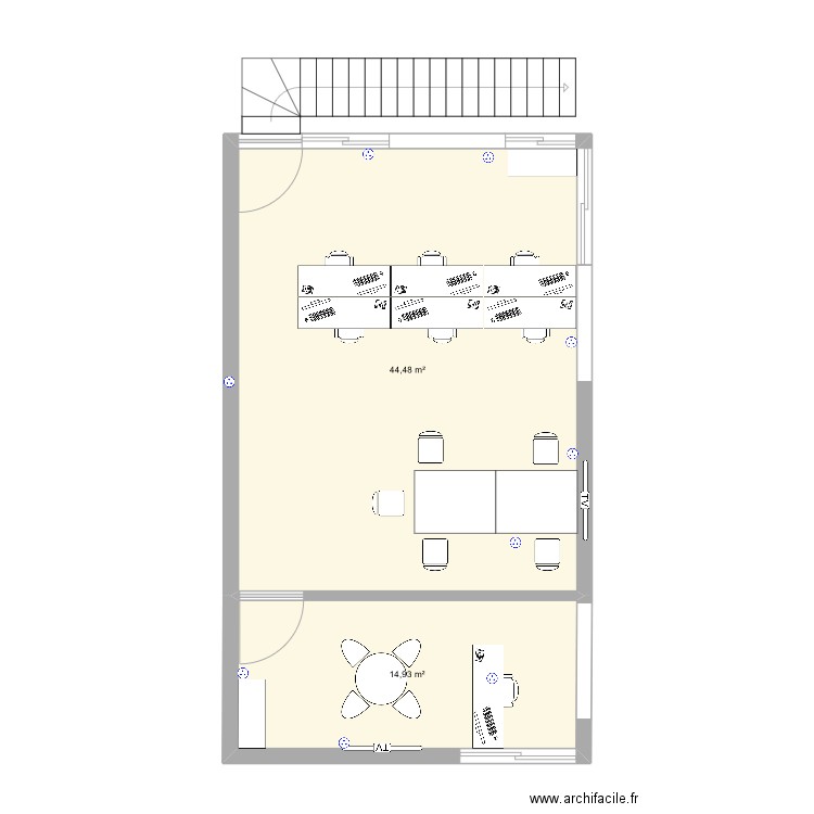 bureau v2. Plan de 2 pièces et 59 m2