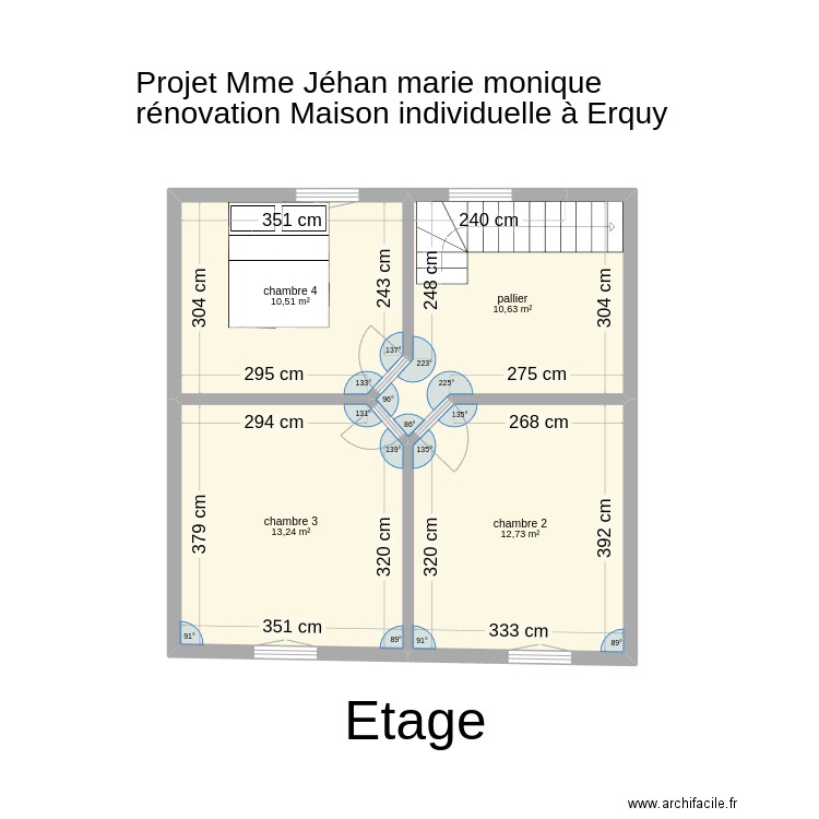 erquy etage. Plan de 4 pièces et 47 m2