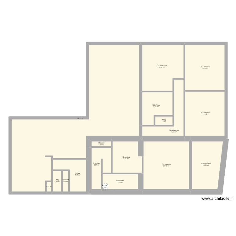 Plan TORSAC. Plan de 17 pièces et 231 m2