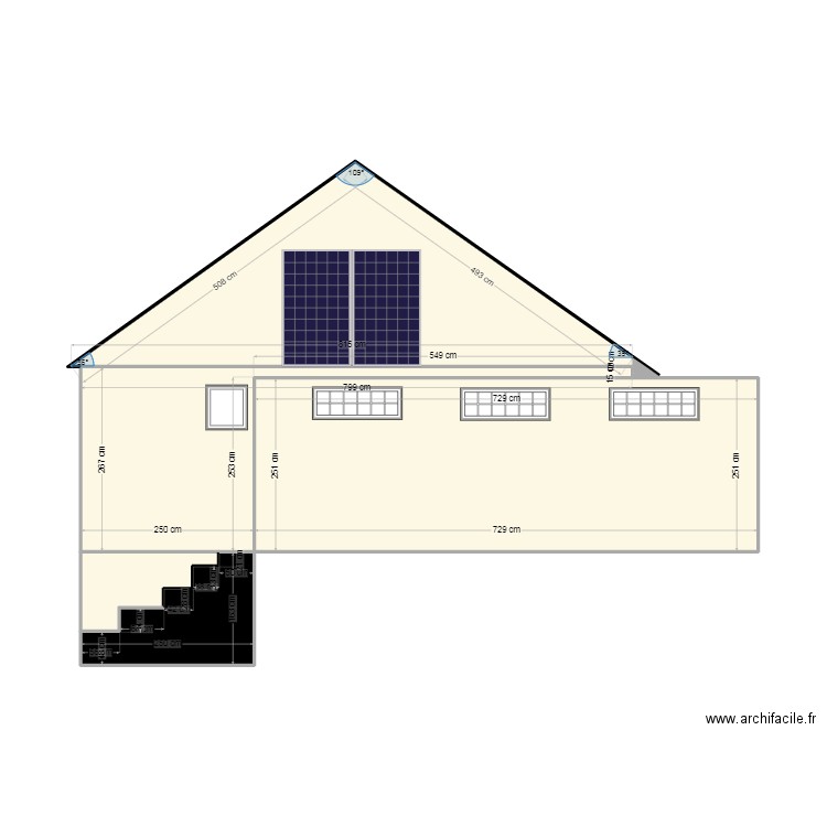 COTé droit panneau. Plan de 5 pièces et 42 m2