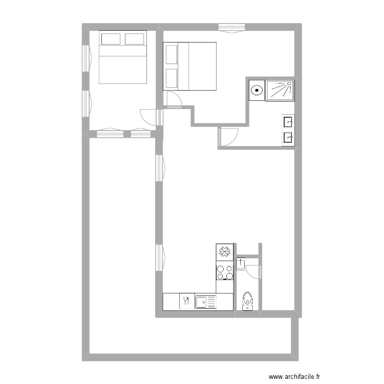 1etg 3. Plan de 3 pièces et 20 m2