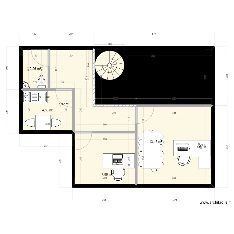 mezzanine sanaa. Plan de 6 pièces et 50 m2