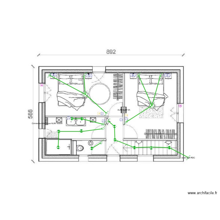 ELECTRICITE ETAGE. Plan de 0 pièce et 0 m2