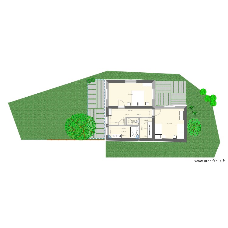 garage RDC aménagé v2. Plan de 6 pièces et 52 m2