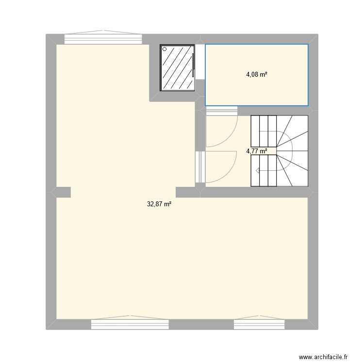 salon . Plan de 3 pièces et 42 m2