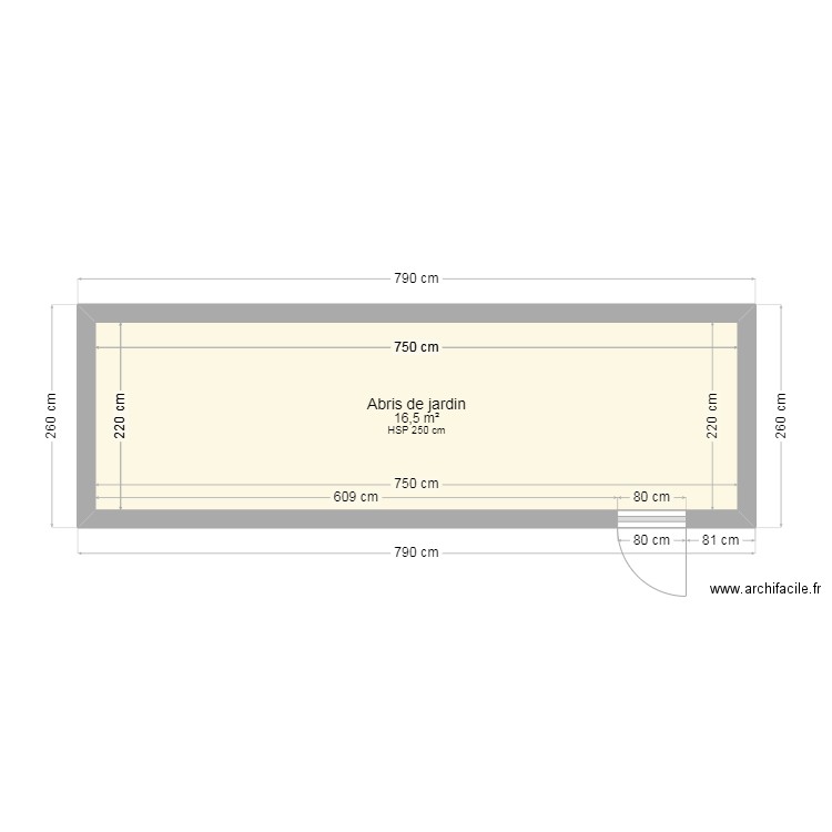 abris de jardin. Plan de 1 pièce et 17 m2